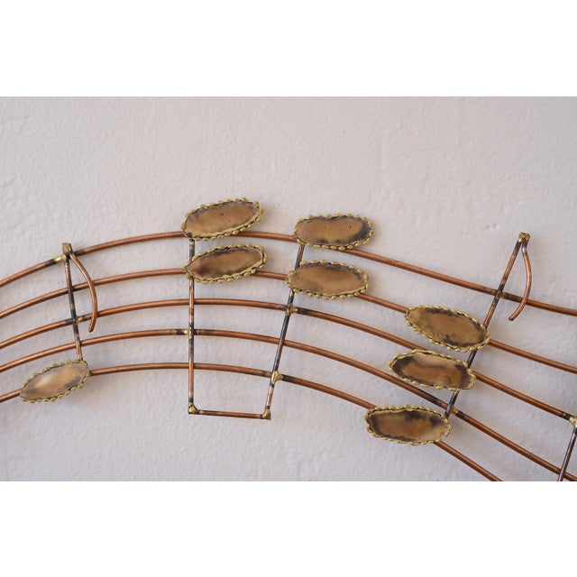 Mid-Century Modern Mid Century Musical Staff & Notes Metal Wall Sculpture For Sale - Image 3 of 9