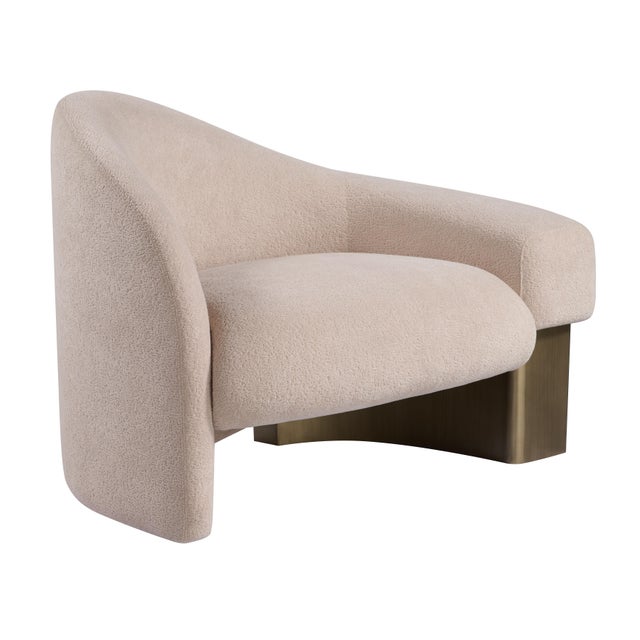 Lucques Left Arm Modern Taupe Bouclé Curved Accent Chair For Sale - Image 4 of 4