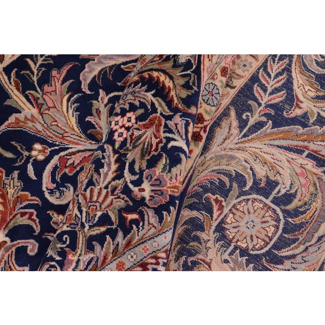 Textile Art Nouveau Organic Savonnerie Pak-Persian Blue/Blue Wool Rug - 8'11'' X 12'5'' For Sale - Image 7 of 9