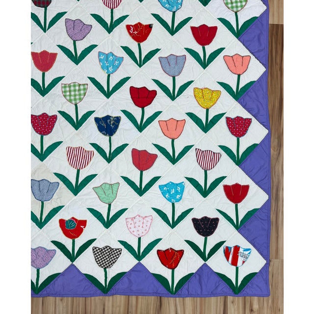 Vintage Tulip Motif Quilts, a Pair For Sale In Kansas City - Image 6 of 15