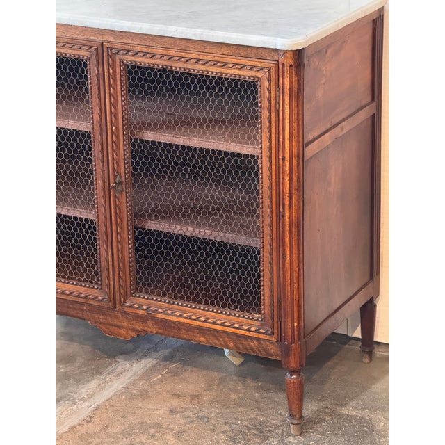 19th Century 19th Century Italian Cabinet With Wire Doors and Marble Top For Sale - Image 5 of 12
