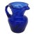 Mid 20th Century Hand Blown Art Glass Mini Pitcher Small Creamer Cobalt Blue Swirl Pattern For Sale