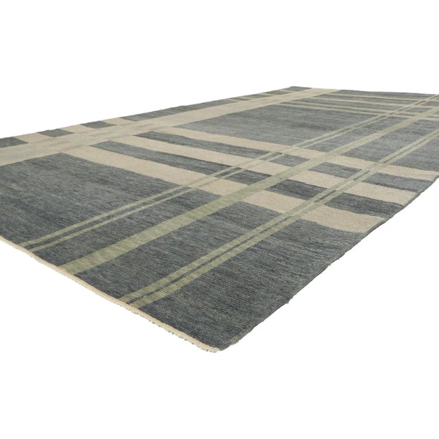 53804 Modern Plaid Tartan Rug with Ivy League Style, 08'01 x 14'10. Displaying a charming masculine appeal and the...