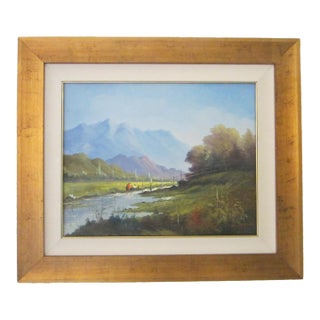 1970s Andres Orpinas Landscape Impressionist Signed Oil on Canvas, Framed For Sale