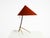 Beautiful, large, original mid-century modern brass designer table lamp with a tripod "crow's foot" base and a new red...