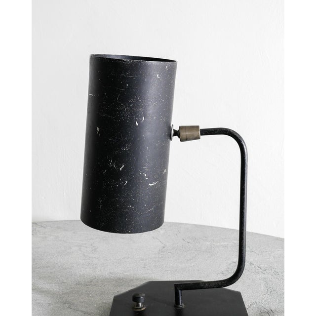 Metal French Mid-Century Desk Table in Black Metal & Brass by Serge Mouille & Isamu Noguchi for Steph Simon, 1950s For Sale - Image 7 of 8