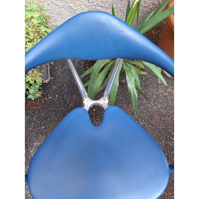 Vintage Armchairs in Aluminum and Blue Foam Material by Ferdinand Alexander Porsche for Ycami Edizioni, 1980s, Set of 4,...