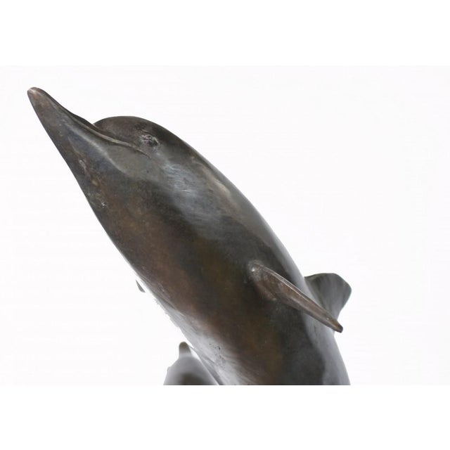 Metal Vintage Bronze Dolphin Statue For Sale - Image 7 of 14