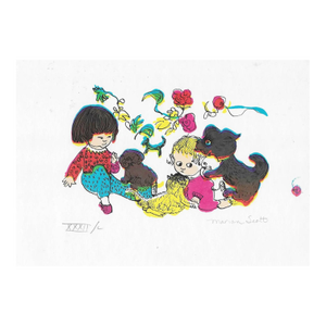 1960s Marian Scott Cat & Dog Children's Serigraph