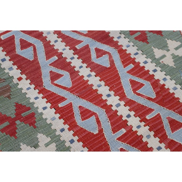 1970s Tribal Green Hand Knotted Natural Kilim Rug For Sale In Sacramento - Image 6 of 7