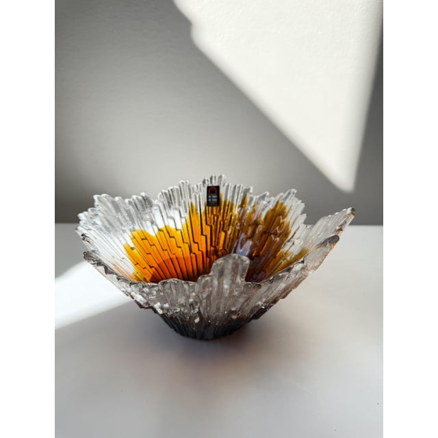 Amber Revontuli Bowl in Ice Glass by Tauno Wirkkala for Humppila, Finland, 1970s For Sale - Image 4 of 18