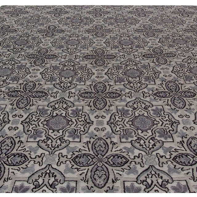 Modern Contemporary European Inspired Tibetan Handmade Wool Rug by Doris Leslie Blau For Sale - Image 3 of 7