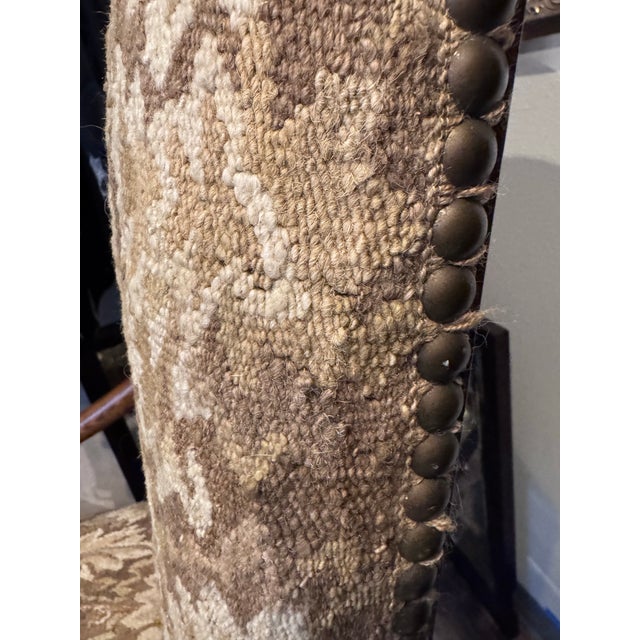 English EuroAntique English Manor Style Oak Armchair With Stag Tapestry Upholstery For Sale - Image 3 of 9