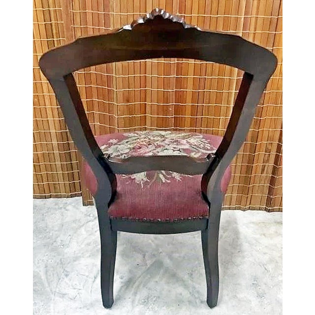 Late 19th Century American Victorian Needlepoint Parlor Side Chairs- a Pair For Sale - Image 9 of 9