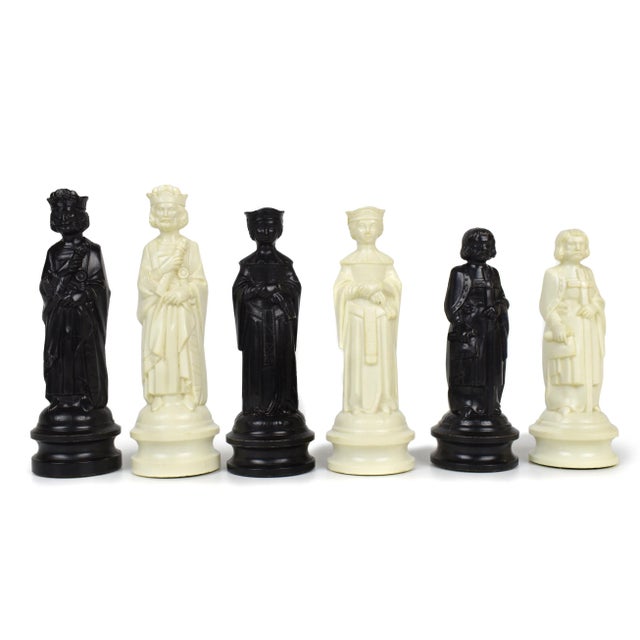 Brown Mid 20th Century Medieval E.S. Lowe Chess Set With Large Wooden Board- 33 Pieces For Sale - Image 8 of 11