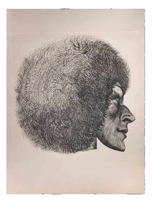 Giacomo Porzano, Profile, Original Etching, 1972