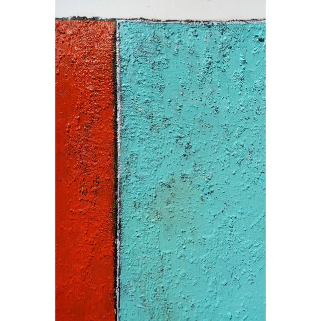 Fashion Inspired 'Blue and Orange' (2) Highly Textured Abstract Oil Painting For Sale - Image 9 of 11
