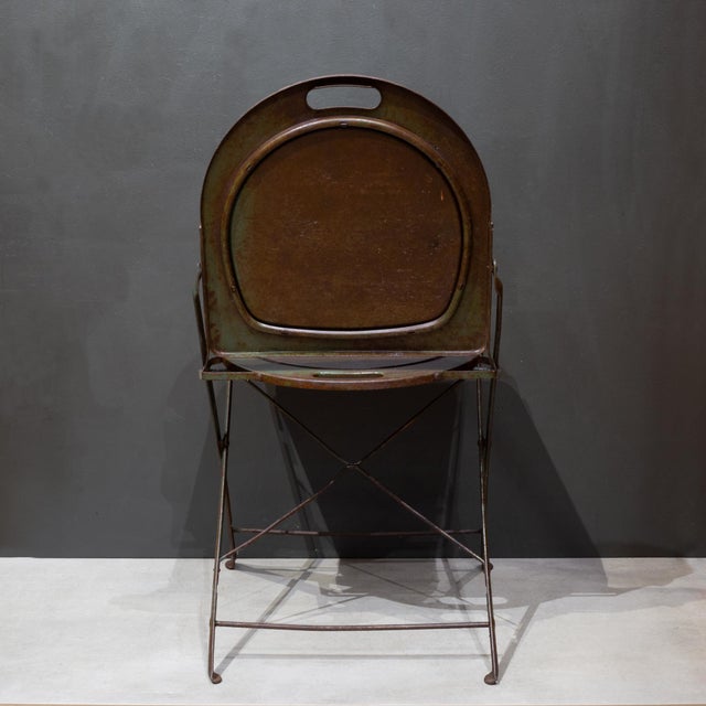 Set of Four Prohibition Era Indusrial Metal Folding Chairs c.1920 For Sale In San Francisco - Image 6 of 18
