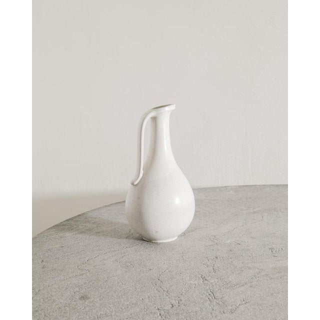 1950s Swedish White Ceramic Pitcher by Gunnar Nylund for Rörstrand, 1950s For Sale - Image 5 of 5
