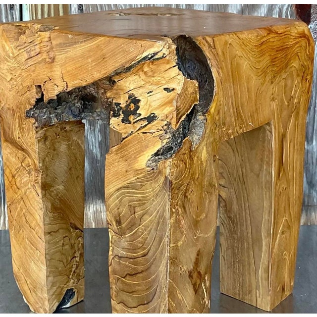 Vintage Organic Modern Sculptural Burl Wood Drinks Table For Sale - Image 12 of 13
