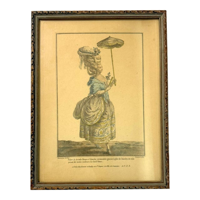 19th Century Antique Ladies Fashion Print For Sale