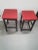 Two Vintage English Wooden Stools With Red Tops For Sale In Dallas - Image 6 of 13