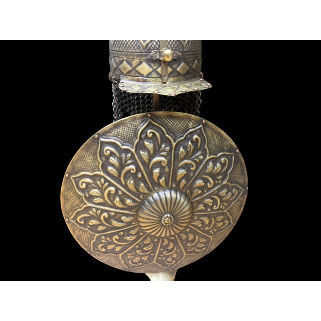 Brass Handmade Turkish Brass Helmet and Shield Display Set For Sale - Image 8 of 9