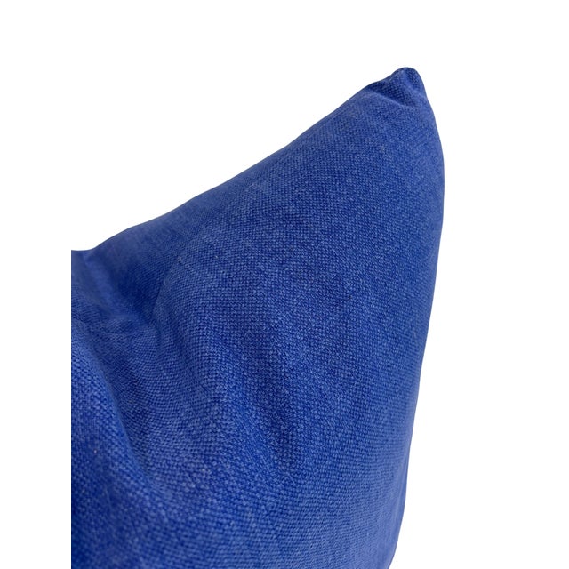 Blue Brushed Cotton Pillow For Sale - Image 4 of 5