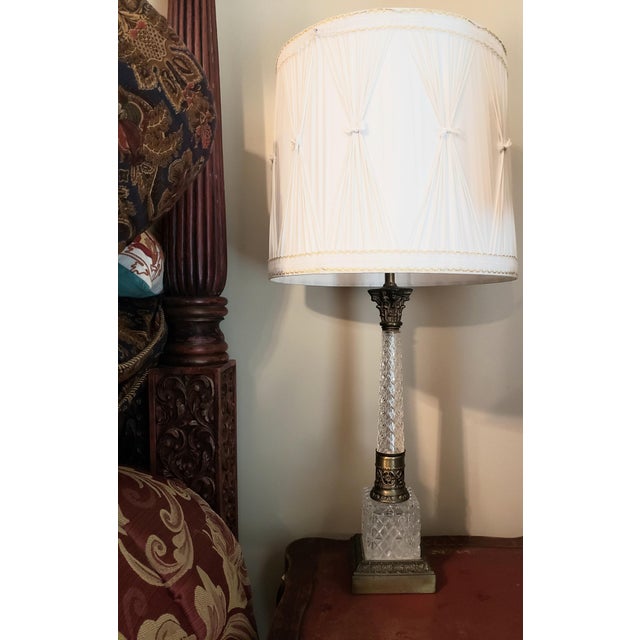 Westwood Lamps Mid 20th Century Westwood Hollywood Regency Glass and Brass Column Lamps For Sale - Image 4 of 17