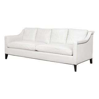 Modern White Leather Upholstered Large Sofa For Sale