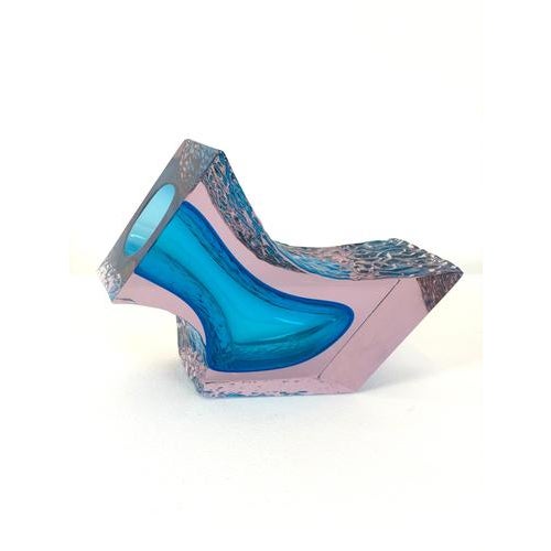 Murano Glass Sculptural Vase in Light Blue and Purple from Alessandro Mandruzzato, 1960s For Sale - Image 9 of 12