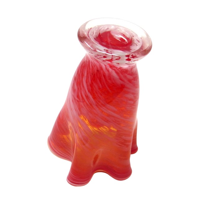 1990s Orange & White Handkerchief Glass Vase For Sale - Image 5 of 8