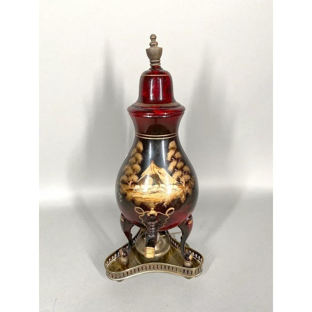 Mid 20thC Dutch Edeltin Tin Hand-Painted Faucet Pitcher Set For Sale - Image 6 of 6