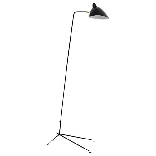 Mid-Century Modern Black One-Arm Standing Lamp in Aluminum, Brass and Steel by Serge Mouille For Sale - Image 16 of 16