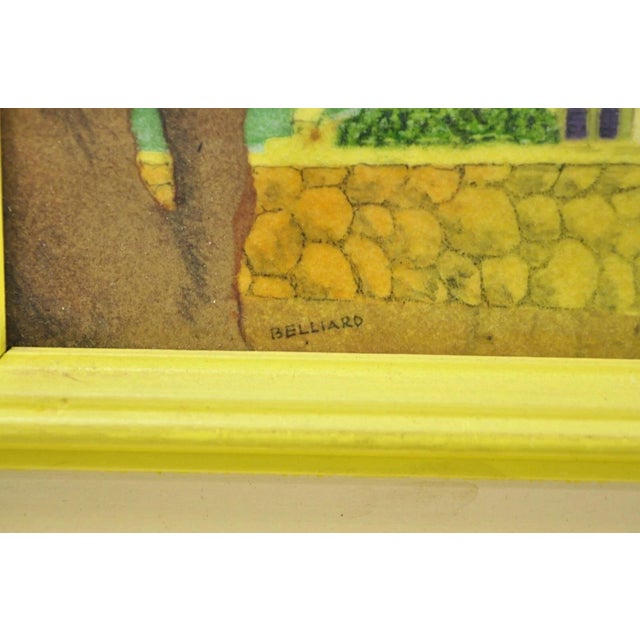 Late 20th Century Late 20th Century Daniel Belliard Enamel on Copper Small Framed Painting Yellow Countryside For Sale - Image 5 of 10
