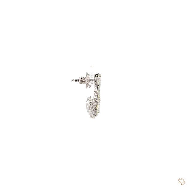 Silver 0.24 Carat Round Brilliant Cut Diamond Gold Earrings, Pair For Sale - Image 8 of 9