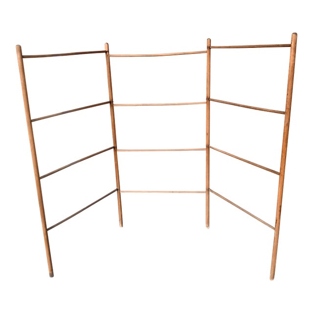 Antique Wooden Trifold Ladder Drying Rack 1900s For Sale