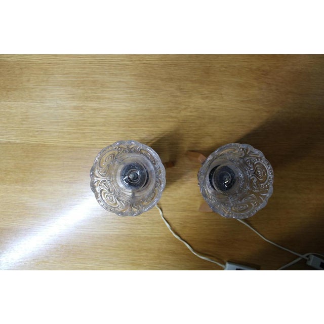 Wood Mid-Century Czech Wood and Glass Table Lamps, 1970s, Set of 2 For Sale - Image 7 of 11