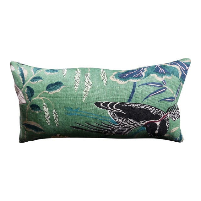 Schumacher Lotus Garden Jade Pillow Cover For Sale