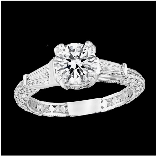 Tacori "Simply Tacori" platinum Diamond Engagement ring size 5.7 EGL Certified 1.10 Ct Round SI2 Clarity ,G Color Ideal...