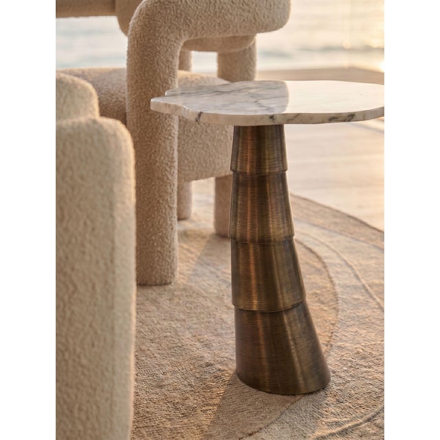 Palm Side Table in Calacatta Viola Marble and Brass by InsidherLand For Sale - Image 6 of 11