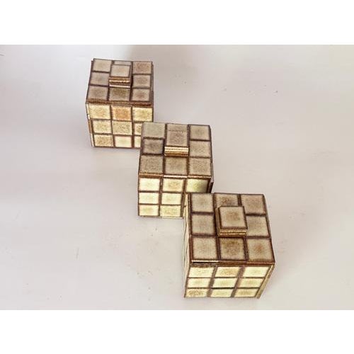 1950s Ceramic Boxes with Small Ceramic Tiles Decoration, 1970s, Set of 3 For Sale - Image 5 of 8