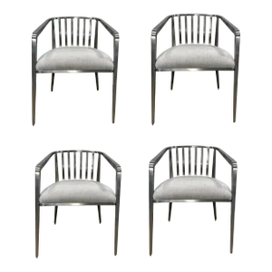 Caracole Modern Silver Finished Dining Chairs Set of 4