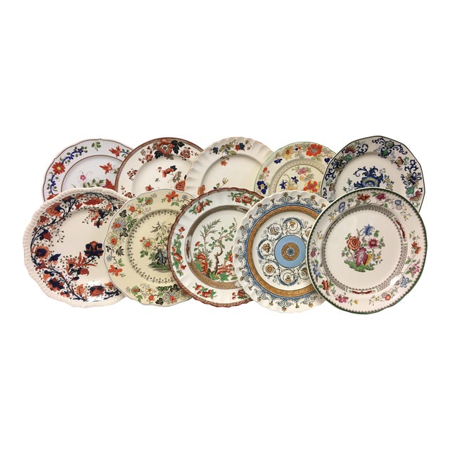 Orange & Blue Mixed Vintage Dinner Plates Set 10 Chairish