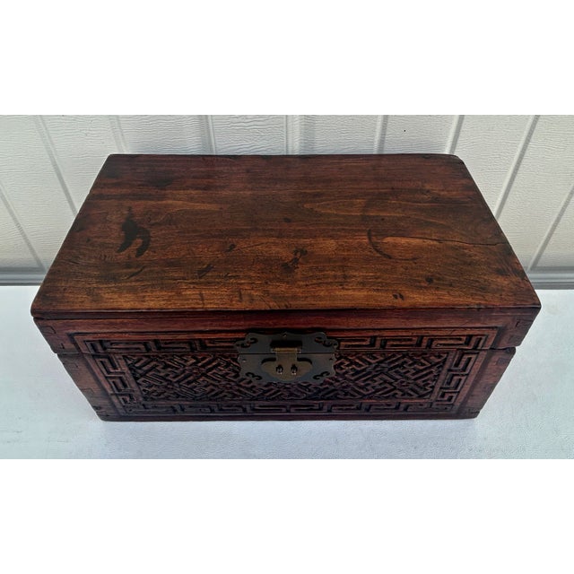 Antique Chinese Wood Carved Box For Sale - Image 10 of 17