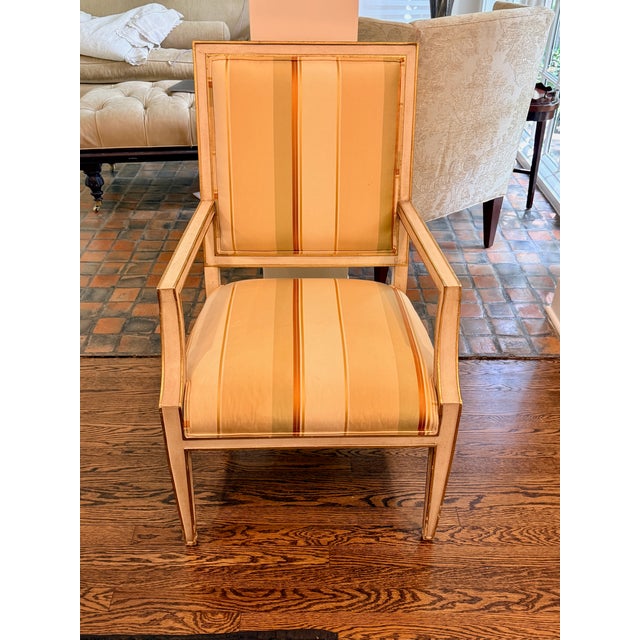 Ivory Striped Baker Arm Chair For Sale - Image 8 of 8