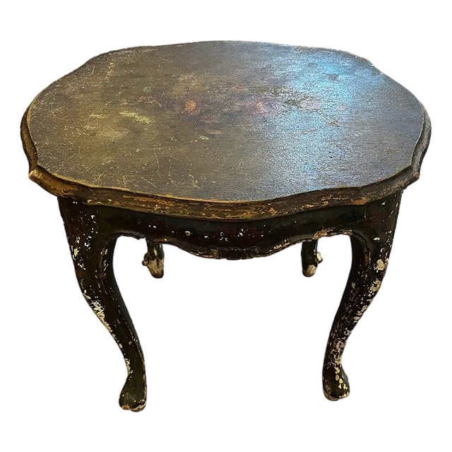 18th Century Venetian Green Hand Painted Floral Side Table For Sale