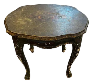 18th Century Venetian Green Hand Painted Floral Side Table