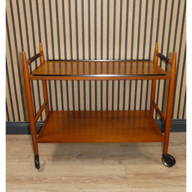 Mid-Century Serving Trolley Bar Trolley Walnut/Black, 1960s For Sale - Image 6 of 11