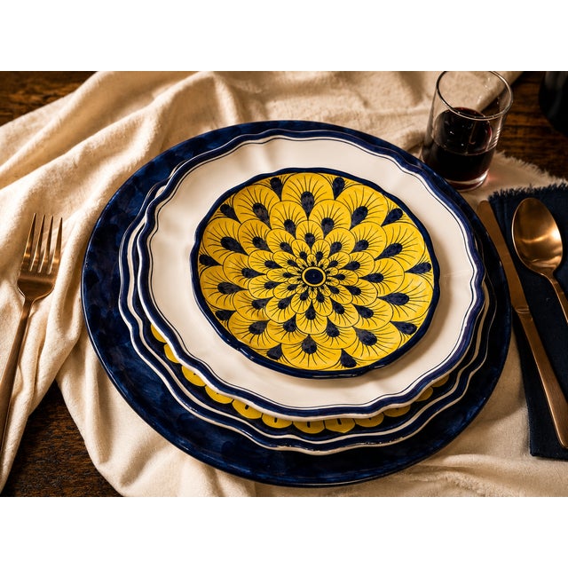 Blue Stratificata 4-Piece Hand-Painted Italian Place Setting For Sale - Image 8 of 11